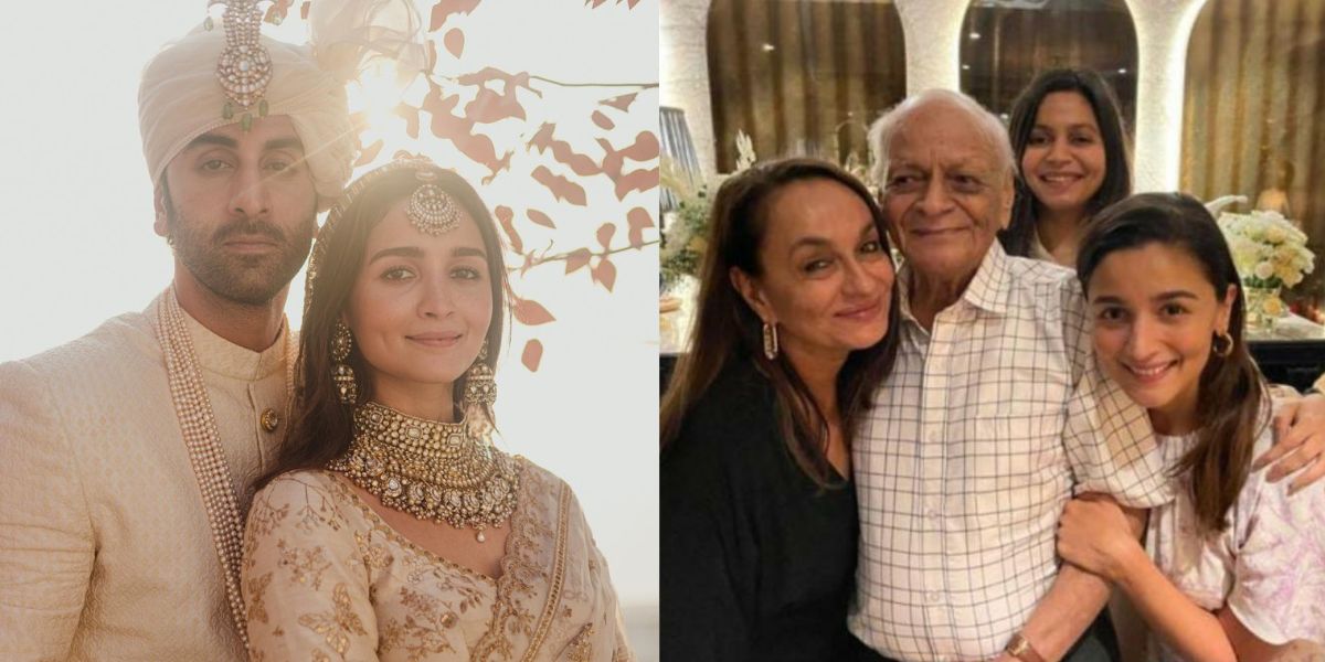 Ralia Weddding: Bride Alia Bhatt is all smiles as she poses with her grandfather and the rest of the Bhatt-Razdan family